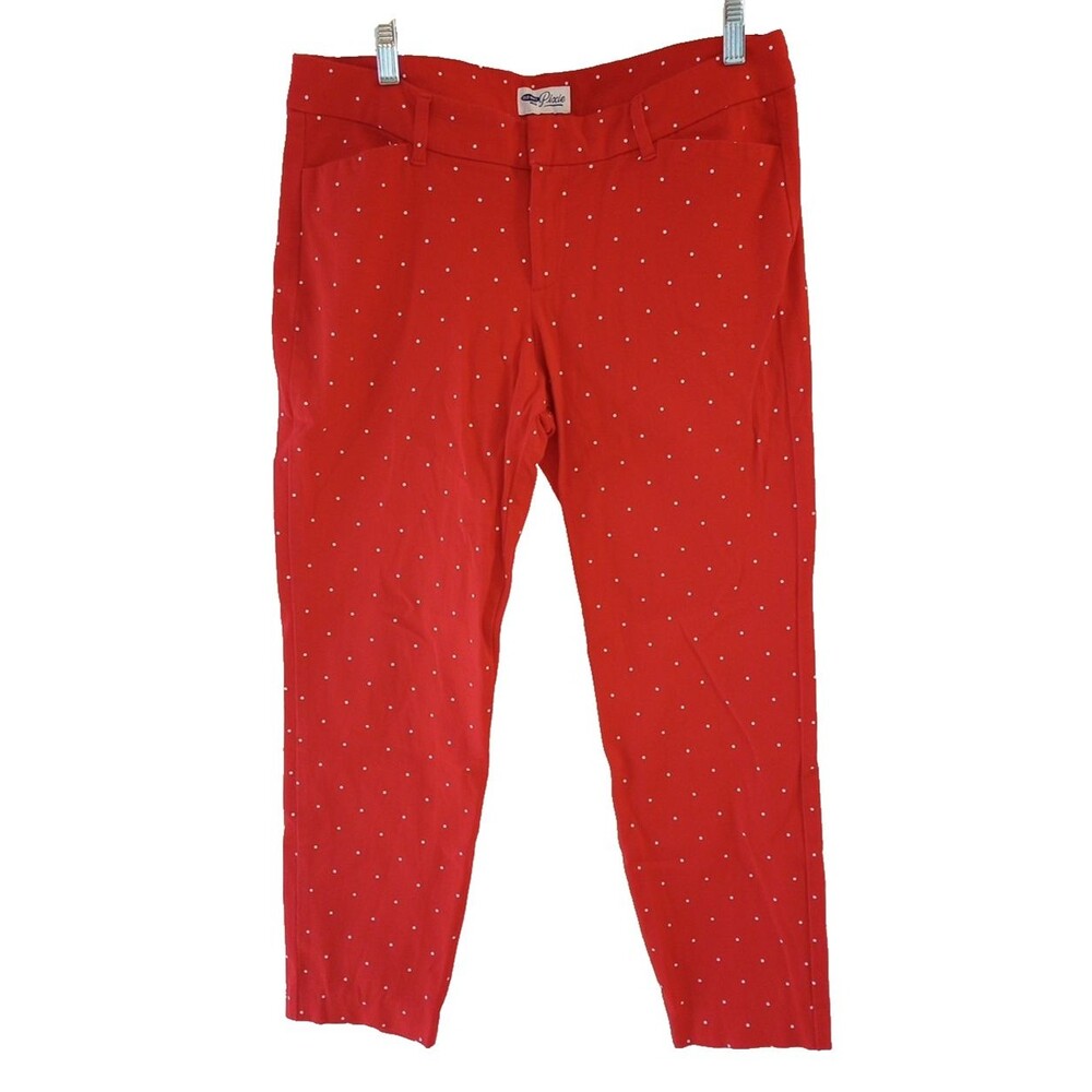 Old Navy Pixie Ankle Pants Size 12 Red White Polka Dot Cotton Stretch 2014